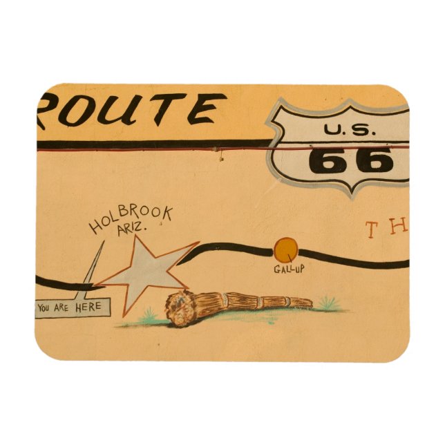 NA, USA, Arizona, Holbrook Route 66 road mural Magnet (Horisontell)