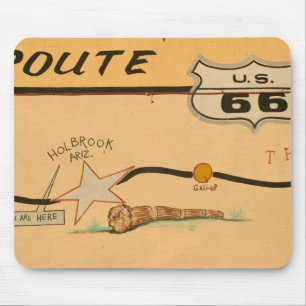 NA, USA, Arizona, Holbrook Route 66 väggmålning Musmatta