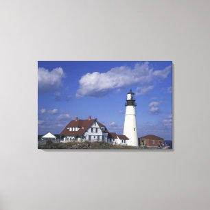 NA, USA, Maine, nära Portland, Portland Head Canvastryck