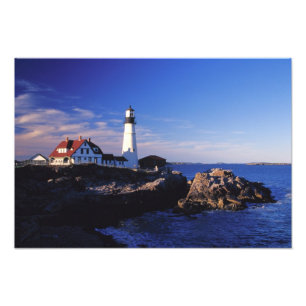 NA, USA, Maine. Portland Head fyr. Fototryck