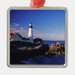 NA, USA, Maine. Portland Head fyr. Julgransprydnad Metall