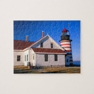 NA, USA, Maine. West Quoddy fyr i närheten Pussel