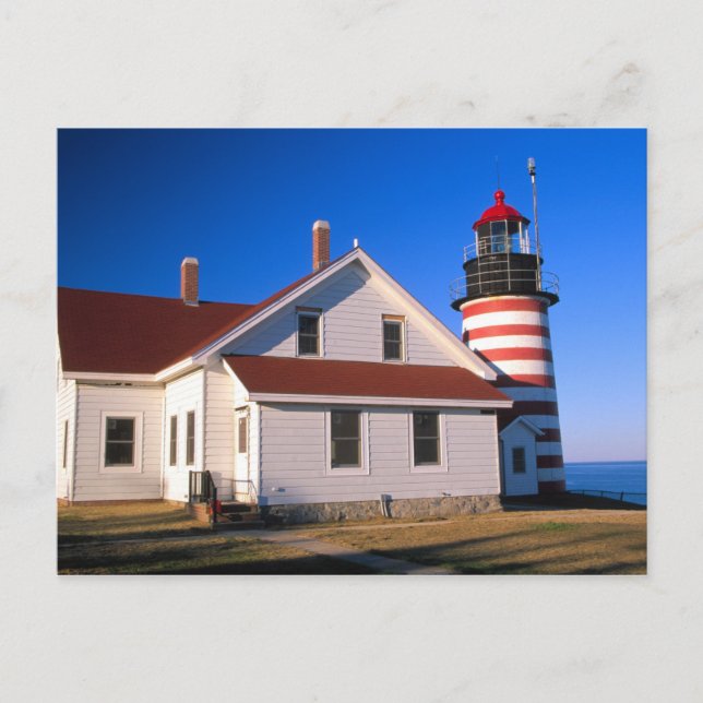 NA, USA, Maine.  West Quoddy fyr i närheten Vykort (Framsida)