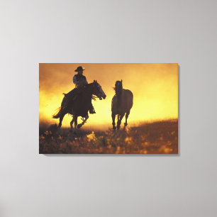 NA, USA, Oregon, Seneca, Ponderosa Ranch, Cowboy 3 Canvastryck
