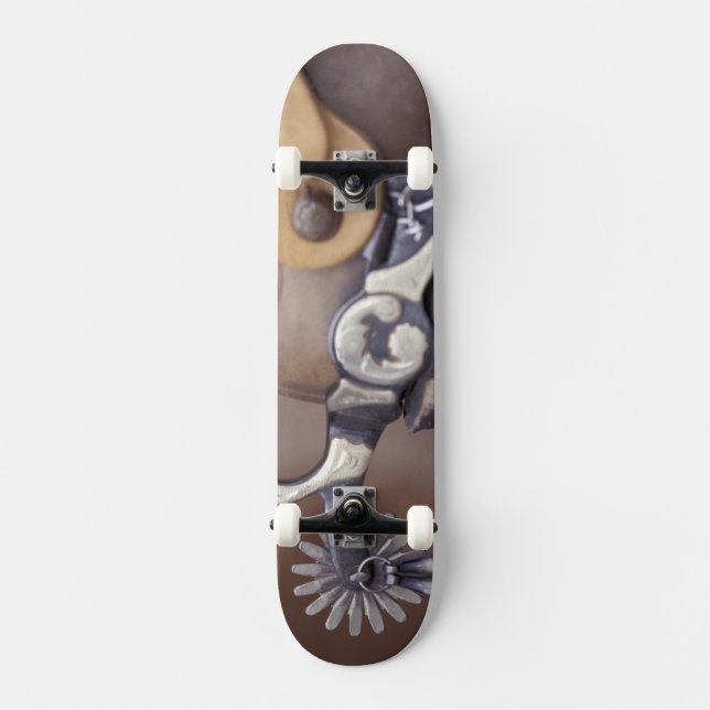 NA USA, Texas, Lubbock Cowboykänga och sporrar Skateboard Bräda 19,5 Cm (Framsida)