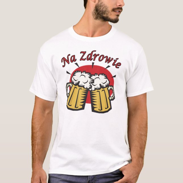 Na Zdrowie-popup med öl Mugg Tee Shirt (Framsida)