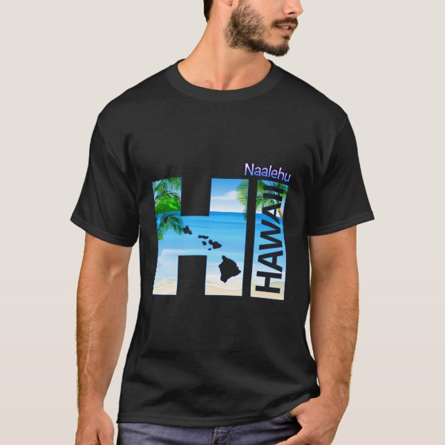 Naalehu Hi Hawaii Aloha State Vacation T Shirt (Framsida)