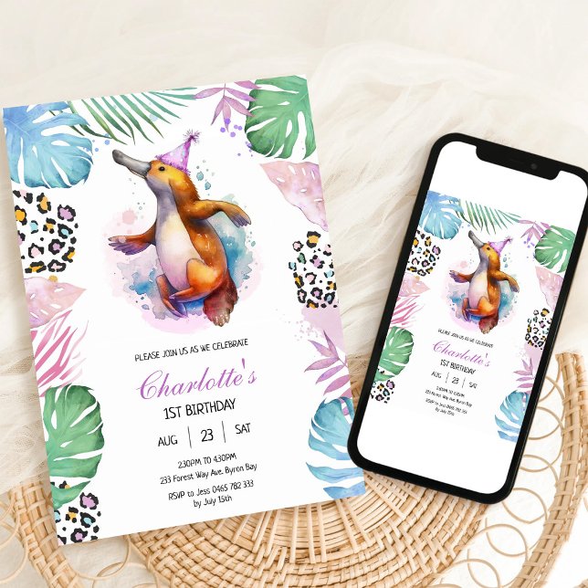 Näbbdjur Barn Födelsedagsinbjudan Inbjudningar (Skapare uppladdad)