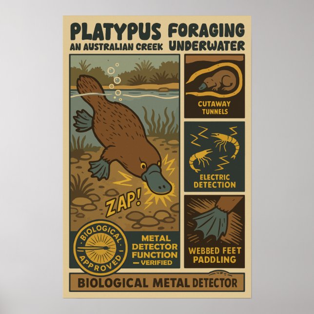 Näbbdjur Biologisk Metalldetektor Konst Poster (Framsidan)