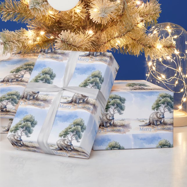 Näbbdjur under eukalyptus Merry Christmas Presentpapper (Helgdagar)