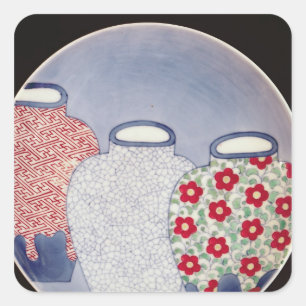 Nabeshima Dish, Edo Period Fyrkantigt Klistermärke