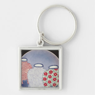 Nabeshima maträtt, Edo period Fyrkantig Silverfärgad Nyckelring