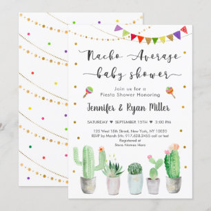 Nacho Average Baby Shower Guld Fiesta Cactus Inbjudningar