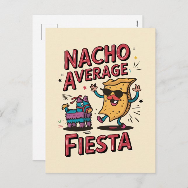 Nacho Average Fiesta - Roligt, färglös Nacho Desig Helg Vykort (Fram/baksida)
