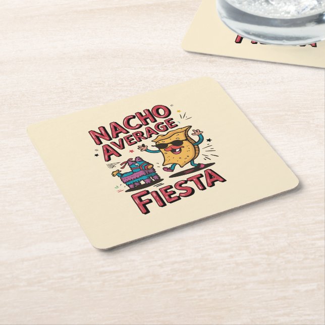 Nacho Average Fiesta - Roligt, färglös Nacho Desig Underlägg Papper Kvadrat (Vinklad)
