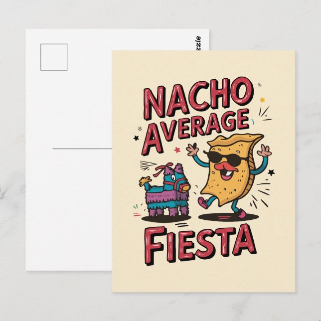 Nacho Average Fiesta - Roligt, färglös Nacho Desig Vykort (Fram/baksida)