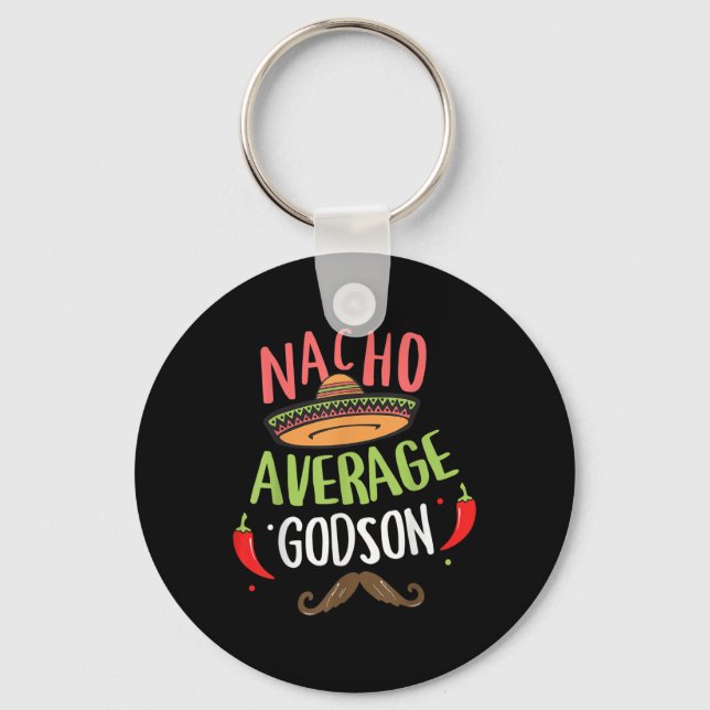Nacho Average Godson Mexican Mustache Cinco De May Nyckelring (Framsida)