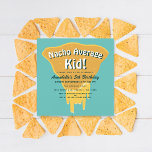 Nacho Average Kid Birthday Inbjudningar<br><div class="desc">Fira ditt barns speciella dag med denna Nacho Average Kid Birthday-design. Utformningen har en stor nacho chip som har doppats i ost mot en tealbakgrund. Det omvända är mönster i polka dots. Du kan anpassa detta ytterligare genom att klicka på knappen "PERSONALIZE". Matcha artiklar i vår butik för ett helt...</div>