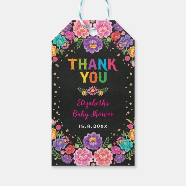 Nacho Average Mexican Blommigt Fiesta Baby Shower Presentetikett (Framsidan)