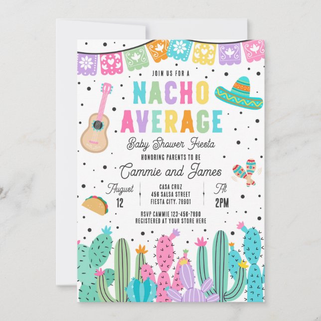 Nacho Average Mexican Fiesta Baby Shower Inbjudningar (Framsida)