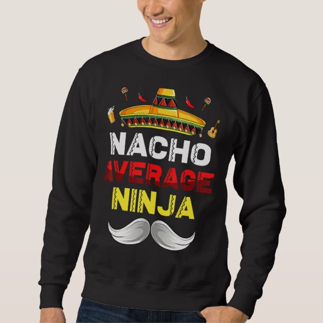 Nacho Average Ninja Gnome Funny Cinco De Mayo Mexi Lång Ärmad Tröja (Framsida)