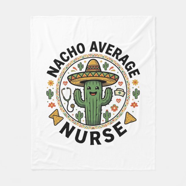 Nacho Average Nurse Cactus Fiesta Shirt Design_1 Fleecefilt (Framsidan)