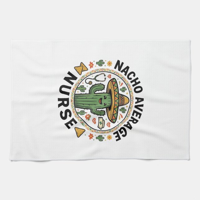 Nacho Average Nurse Cactus Fiesta Shirt Design_1 Kökshandduk (Horisontell)