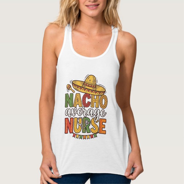 Nacho Average Nurse Cinco De Mayo T-shirt-design_1 Linne Med Racerback (Framsida)