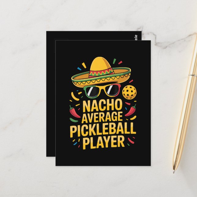 Nacho Average Pickleball Player Vykort (Fram/Back In Situ)