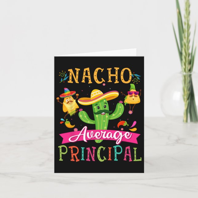 Nacho Average Principal Funny Mexican Cactus Cinco Kort (Framsida)