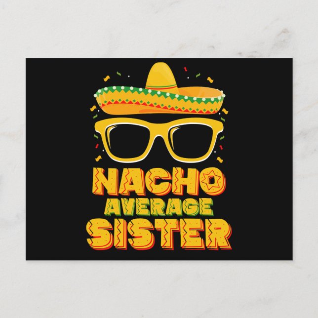 Nacho Average Sister Cinco De Mayo Matching Family Vykort (Framsida)