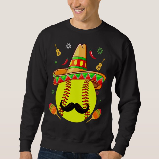 Nacho Average Softball Mexican Cinco De Mayo Fath Lång Ärmad Tröja (Framsida)