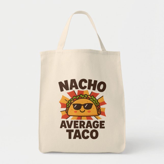Nacho Average Taco Funny Food Pun Comic Style Tygkasse (Framsidan)