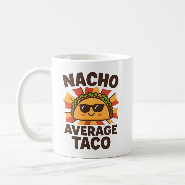 Nacho Average Taco Roligt Mat Pun Comic Stil Kaffemugg (Vänster)