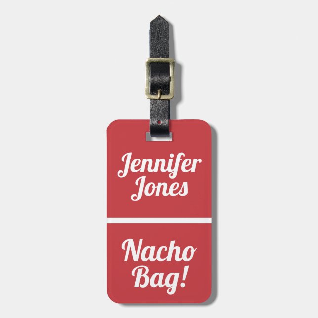 Nacho Bag Funny Red Attention Bagagebricka (Vertikal Framsida)