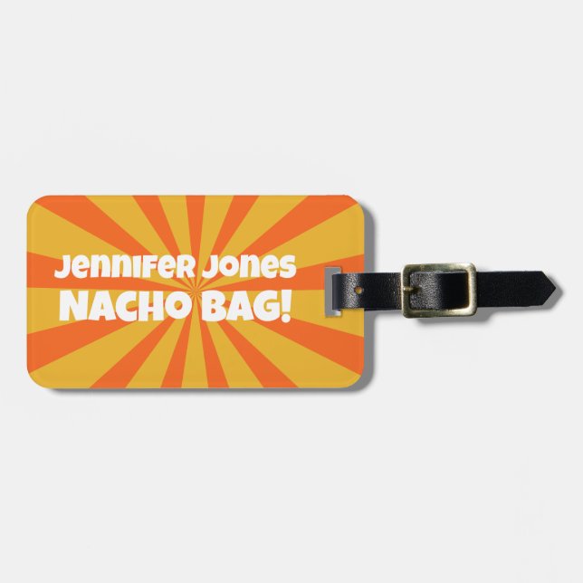 Nacho Bag Funny Retro Attention Bagagebricka (Horisontell Framsida)