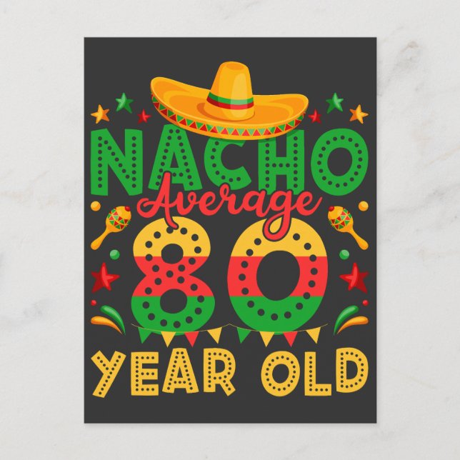 Nacho Genomsnittlig 80-årig Cinco de Mayo Vykort (Framsida)
