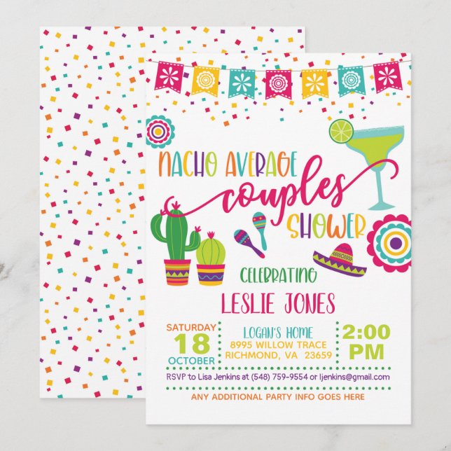 Nacho Genomsnittlig Bröllopsdusch Inbjudan - WH (Fram/baksida)