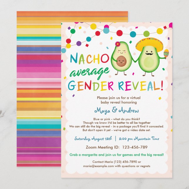 Nacho genomsnittlig Gender-visning - Virtuell baby Inbjudningar (Fram/baksida)