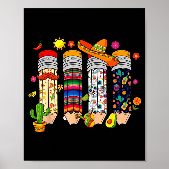 Nacho Genomsnittlig Lärare Cinco De Mayo Fiesta Me Poster (Framsidan)
