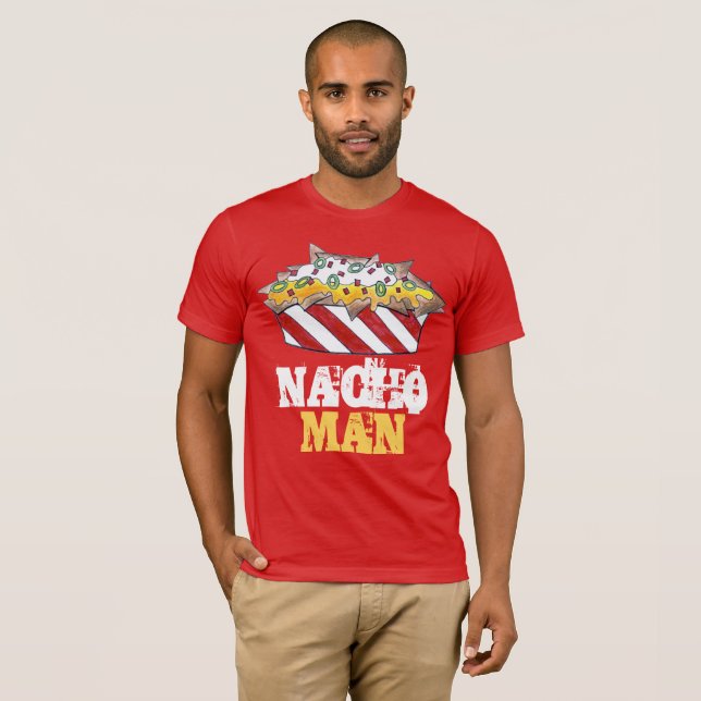 NACHO MAN Cheese Nachos Funny Foodie Tee (Hel framsida)