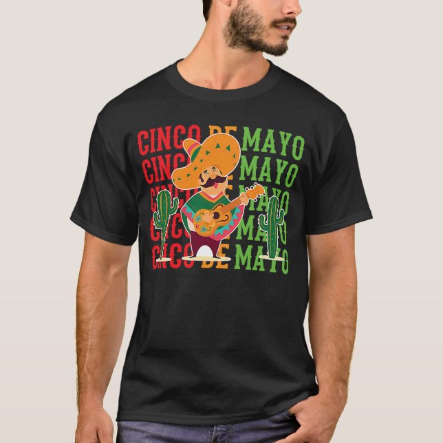 Nacho Mexican Helgdag Taco Sombrero Poncho Cinco d T Shirt (Framsida)
