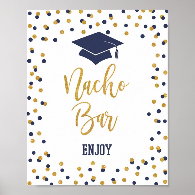 Nacho Pub Navy & Guld Studentfest Sign Poster (Framsidan)