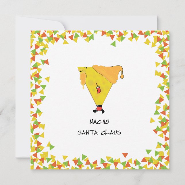 Nacho Santa med Chips Julkort (Framsida)