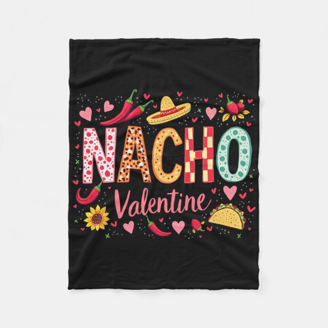 Nacho Valentine Roligt Sombrero Och Taco Design  Fleecefilt (Framsidan)