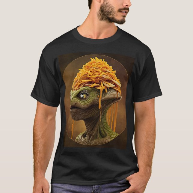 Nachos Alien – Rollig Snabbmatskonst för Fest T Shirt (Framsida)