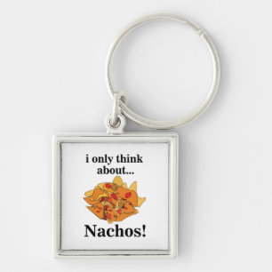 Nachos Food I Only Tänka Om Nachos Fyrkantig Silverfärgad Nyckelring