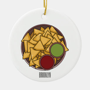Nachos - illustration av tecknaden julgransprydnad keramik
