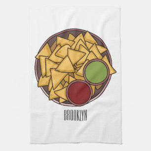 Nachos - illustration av tecknaden kökshandduk