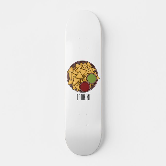 Nachos - illustration av tecknaden mini skateboard bräda 18,5 cm (Framsida)